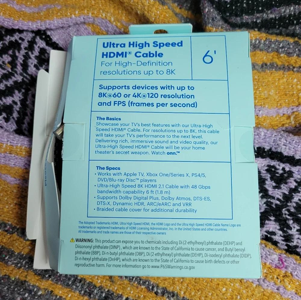Watch Onn. Ultra High speed HDMI cable 6 ft